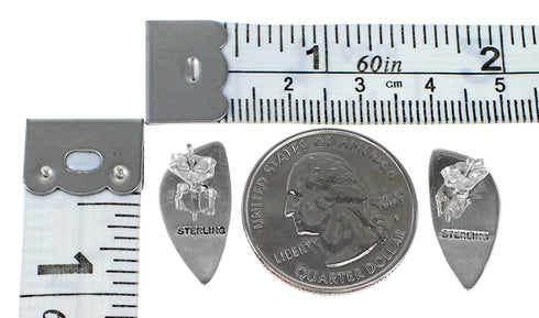 Genuine Sterling Silver Multicolor Inlay Post Earrings AX94707